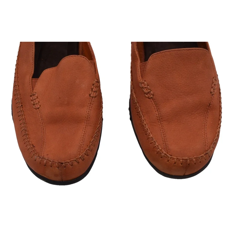 NATURALIZER Driving Loafer Shoes -- Orange Leather Flats 198P42 -- Womens 8